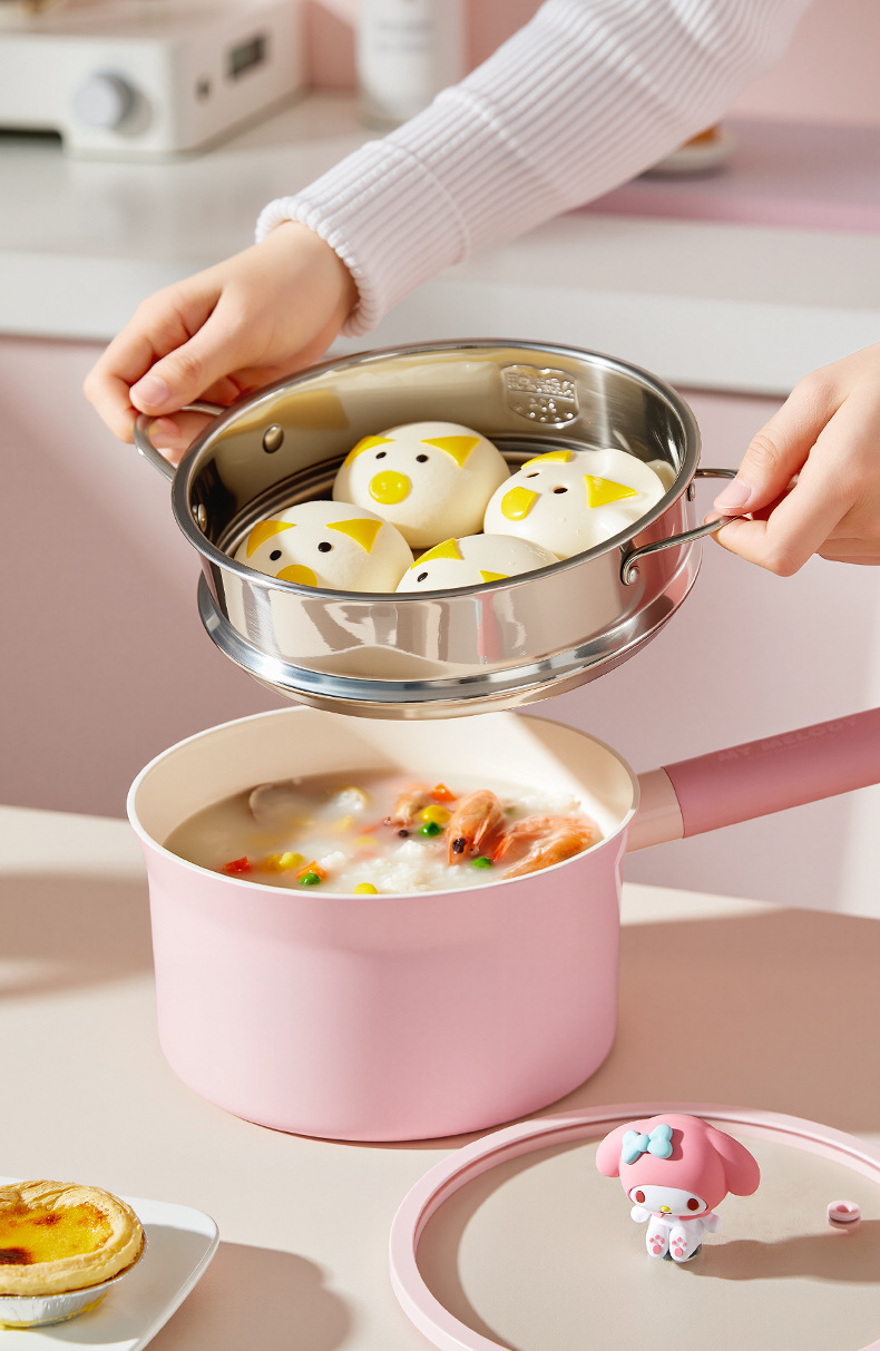 Sanrio multi-functional milk pot, non-stick pot, infant and baby special complementary food pot, soup pot, steaming and cooking integrated instant noodle pot pic 17