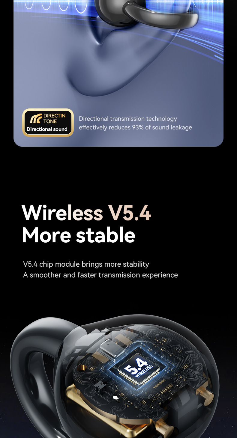 New color screen simultaneous translation Bluetooth headphones, ultra-long battery life, ear-clip wireless Bluetooth headphones with screen 5.4 factory price pic 9