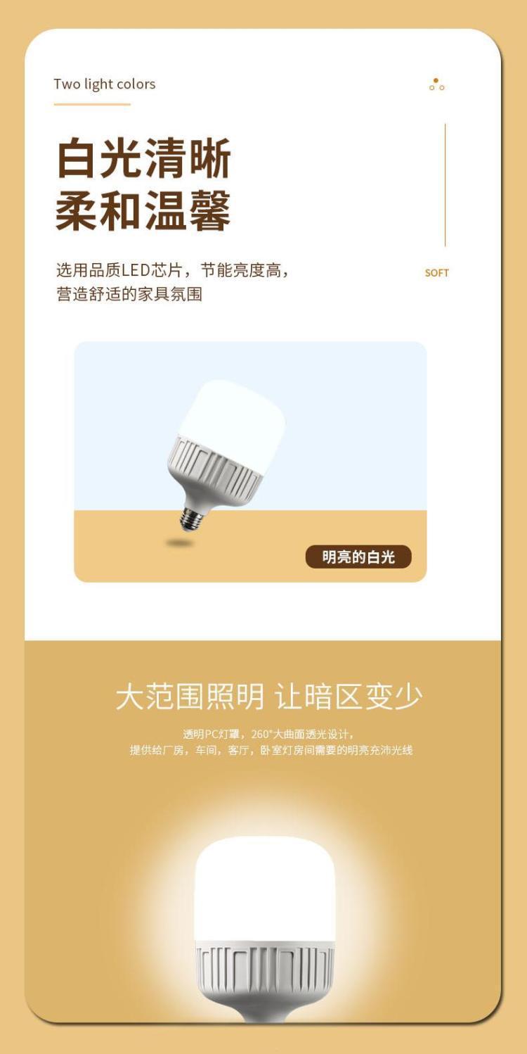 灯泡led节能灯恒流不虚标e27螺口B22卡口大功率厂房白光照明球泡详情4