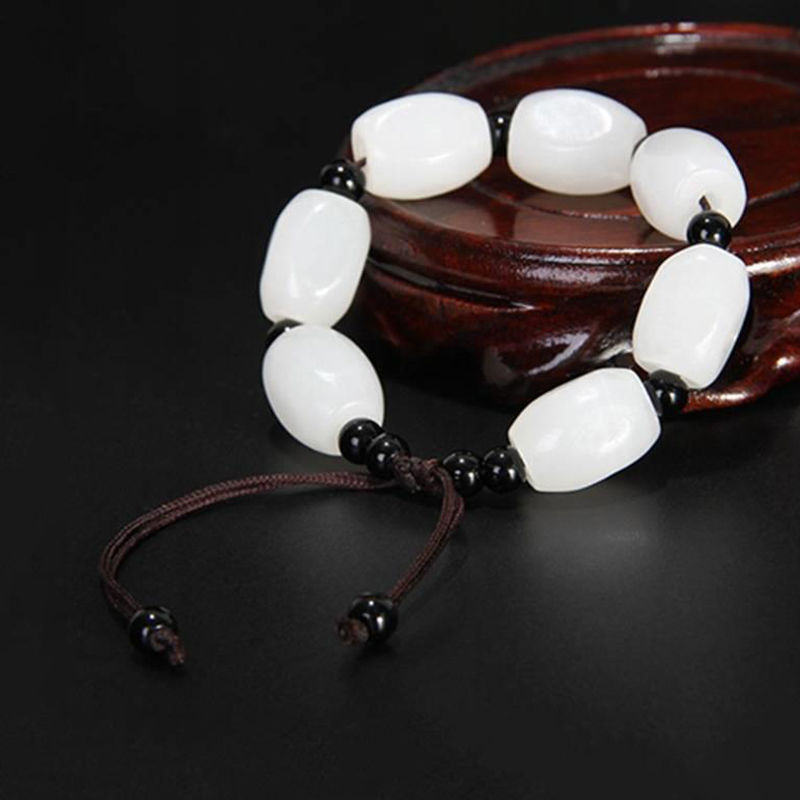 Afghan jade bracelets for men and women, Buddhist prayer beads, white jade bracelets, jade shaped beads, live-streaming at street stalls, wholesale of opening gifts pic 6