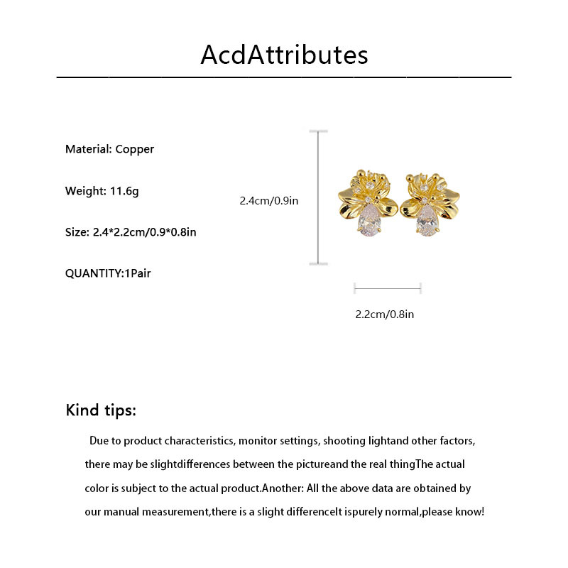 925 Silver Needle Zircon Flower Earrings delicate, brilliant and elegant bow pic 3