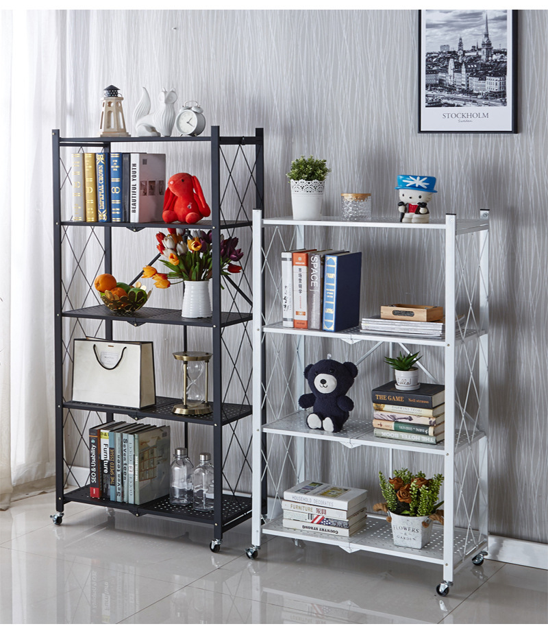 Vertical non-installation folding storage rack, kitchen multi-layer storage rack, bathroom movable storage and storage rack pic 19