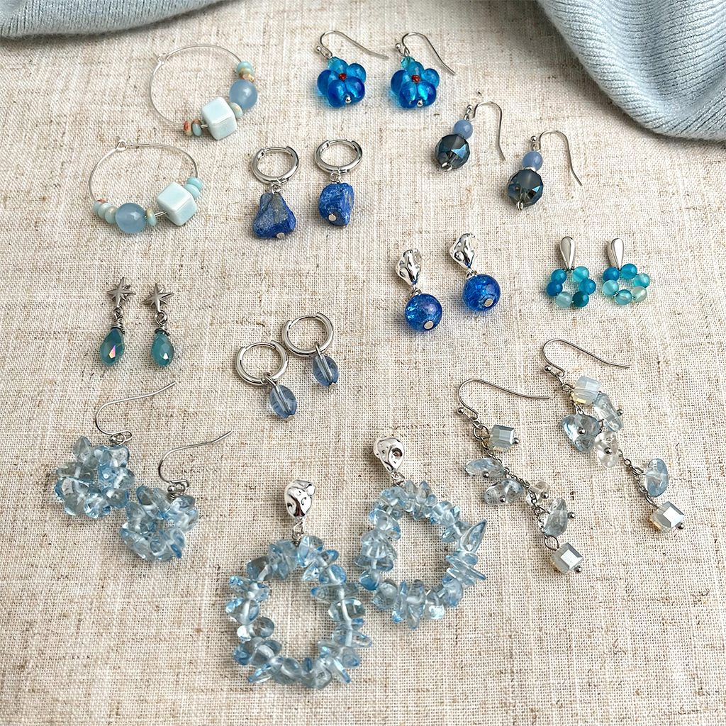 【 Sea Blue Series 】 Summer new original design, handcrafted, fresh and vacation-style blue earrings, factory earrings for women pic 2