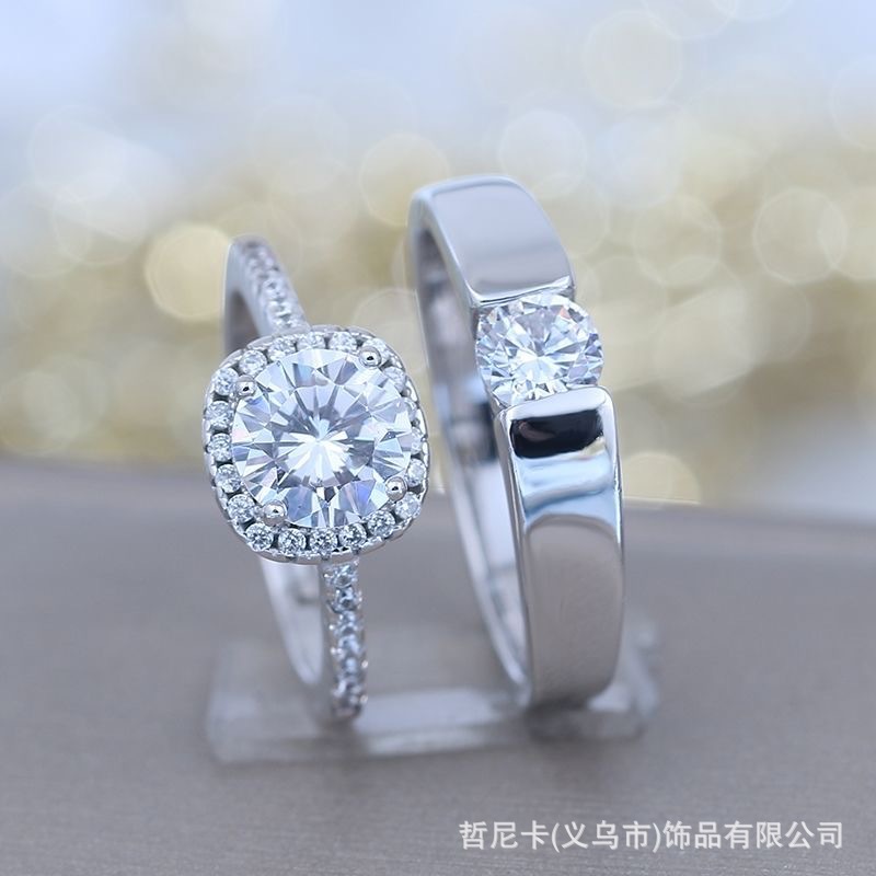 New open-mouth wedding couple rings, wedding diamond rings, adjustable mouth, wedding photo props, live-streaming same style pic 11