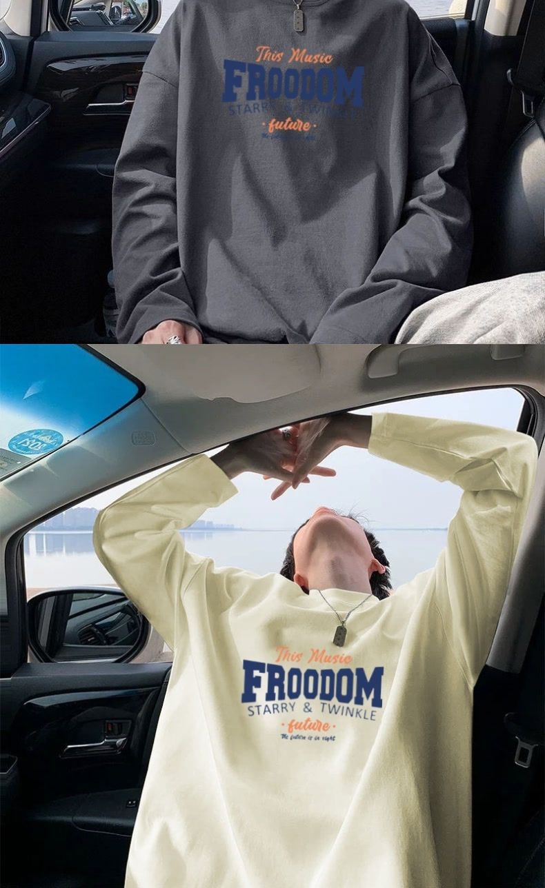 100%纯棉长袖男内穿ins原宿风简约宽松打底衫学生韩版上衣白色t恤详情6