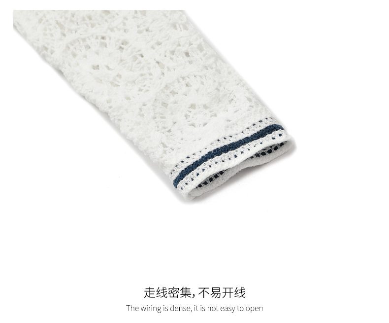 加工定制简约外搭钩花镂空针织开衫女圆领上衣长袖素色高级气质感详情9