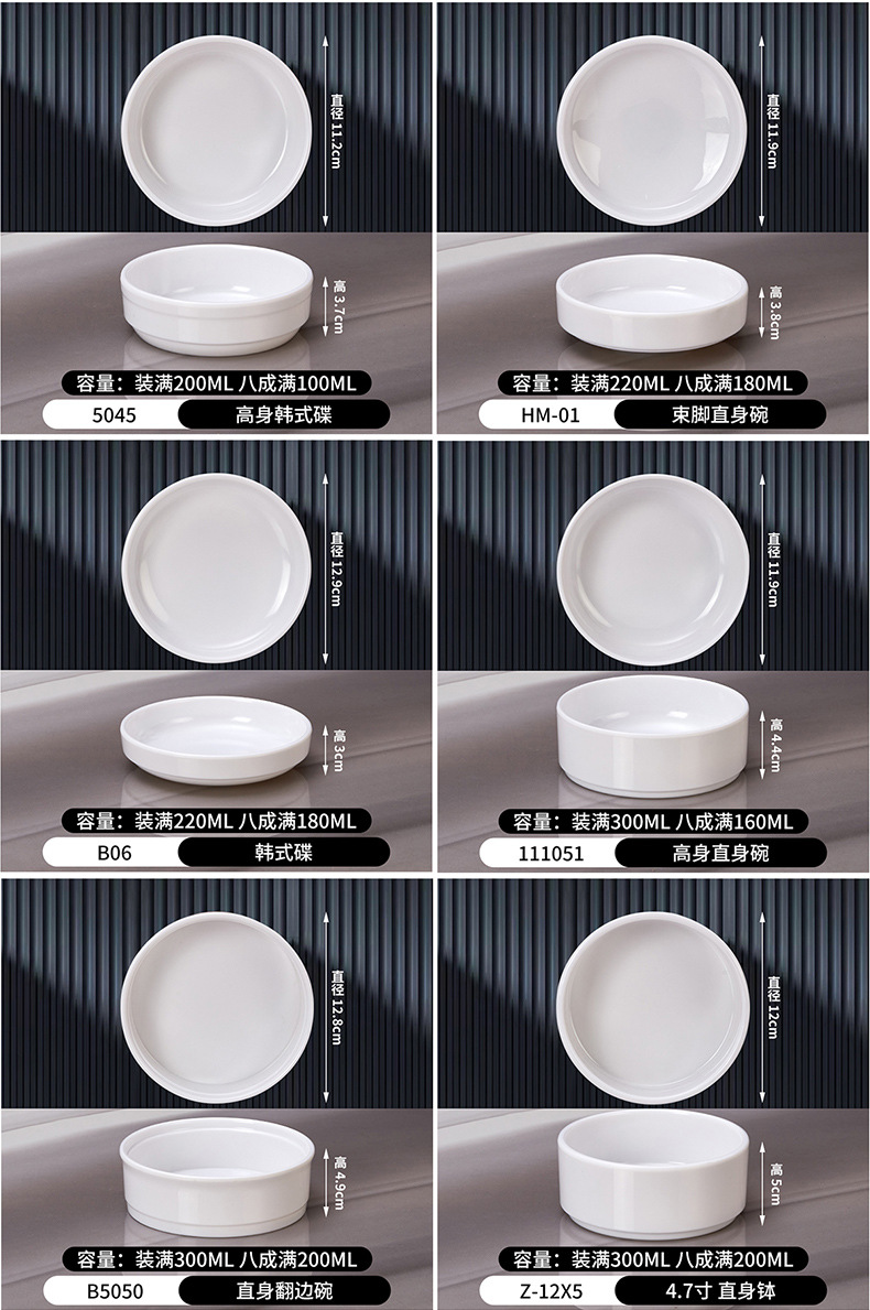 火锅店密胺餐具白色小菜碟凉菜碟食堂打菜碟商用酒吧防摔小吃碟子详情16