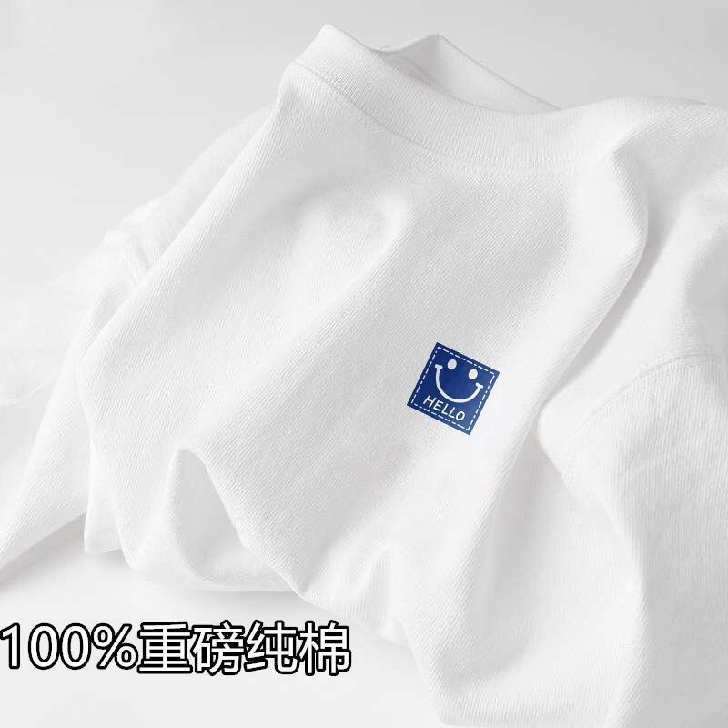 新疆纯棉短袖t恤男女同款清新简约白色打底衫ins夏季宽松半袖体恤详情12
