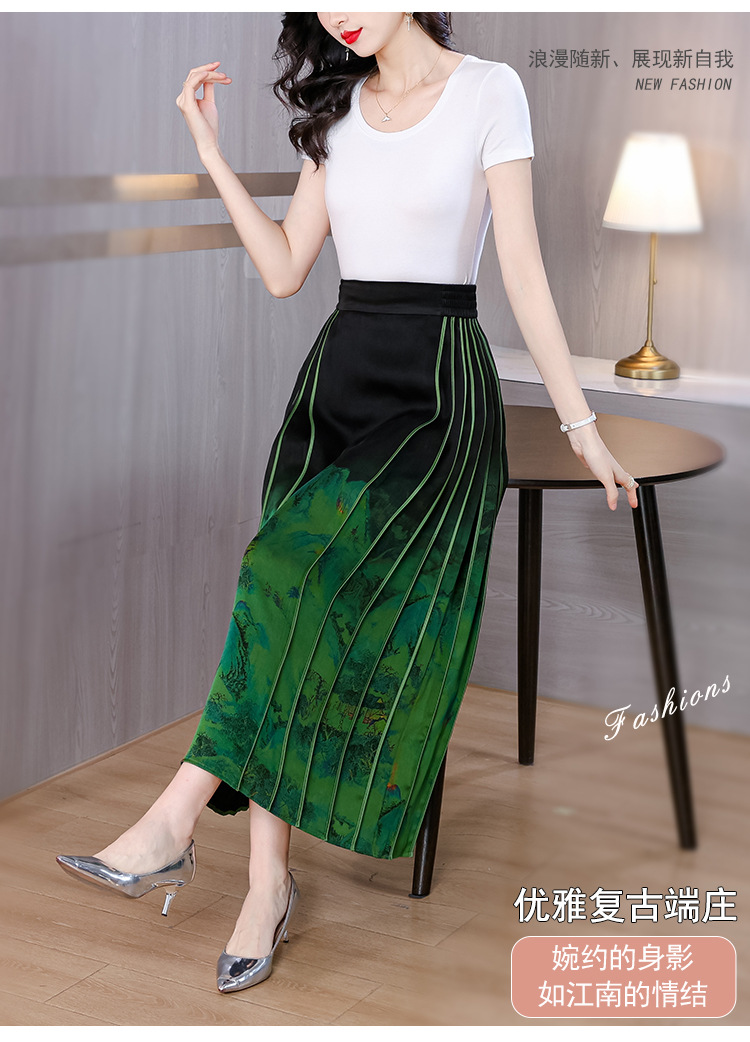 高品质气质马面裙香云纱新款高腰显瘦轻国风桑蚕丝真丝A字半身裙国潮详情4