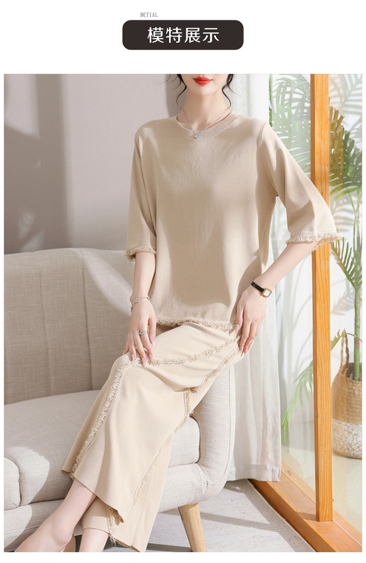 Mom Spring Set 2025 New Style Fashionable and Stylish ice Silk clothes for middle-aged and Elderly women, two-piece early spring set for 50 years old pic 9