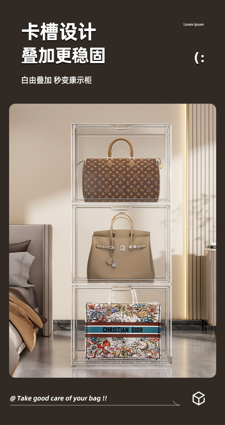 High-transparency shoe box, AJ high-top basketball shoe storage box, stackable magnetic figurine blind box display bag storage box pic 12