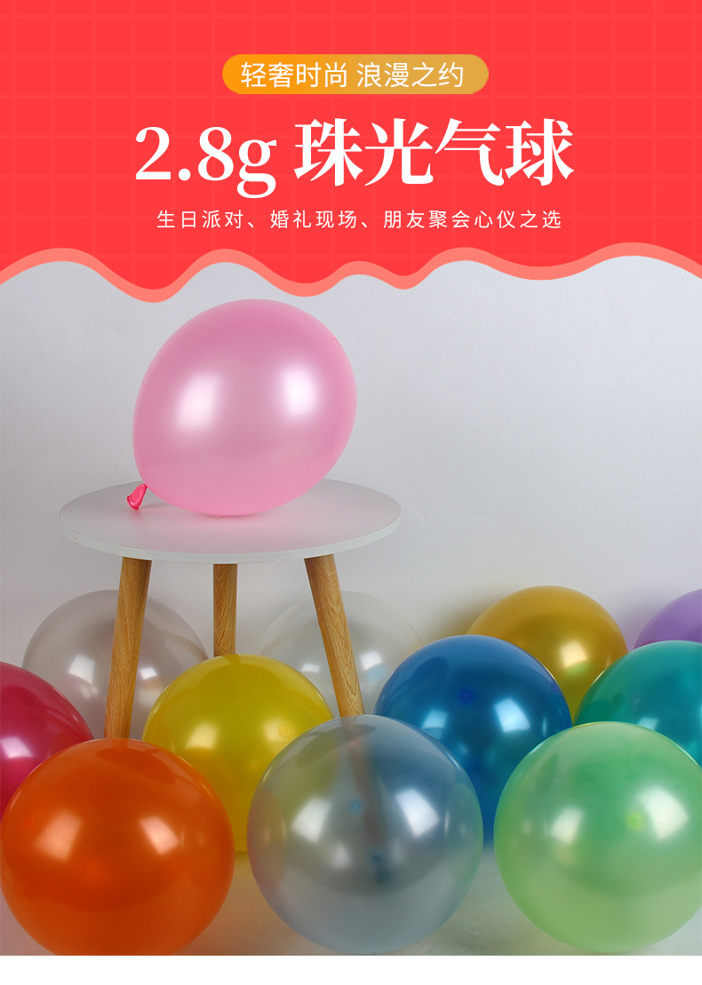 跨境货源5寸10寸12寸珠光圆形气球圆形气球婚礼布置用乳胶汽球详情1