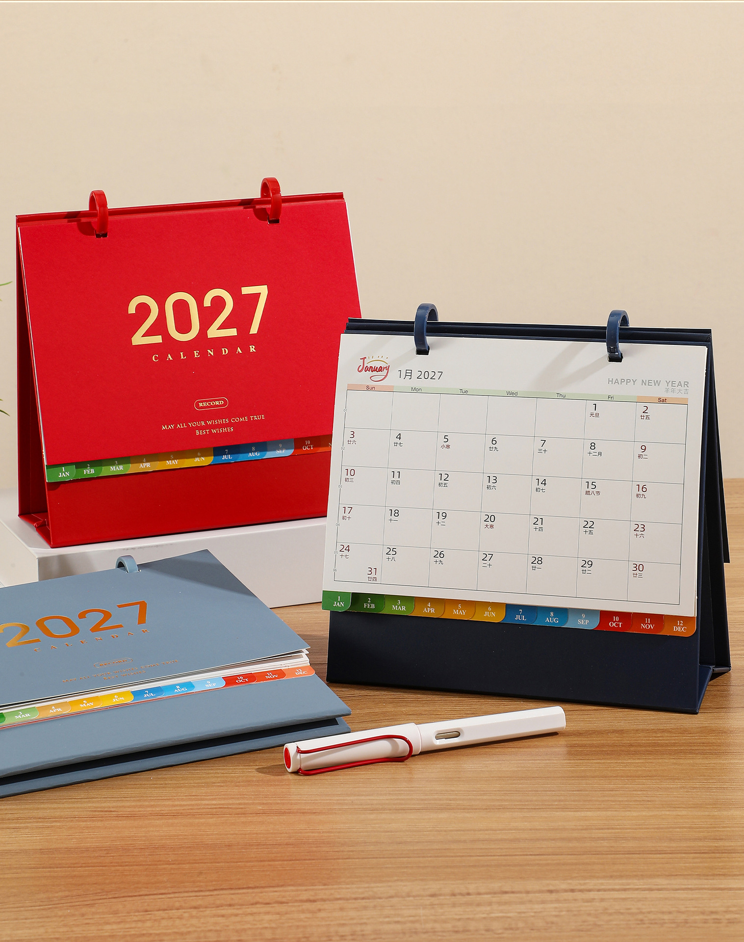 2027 年创意简约商务台历 桌面办公记事日历摆件 台历定 做详情16