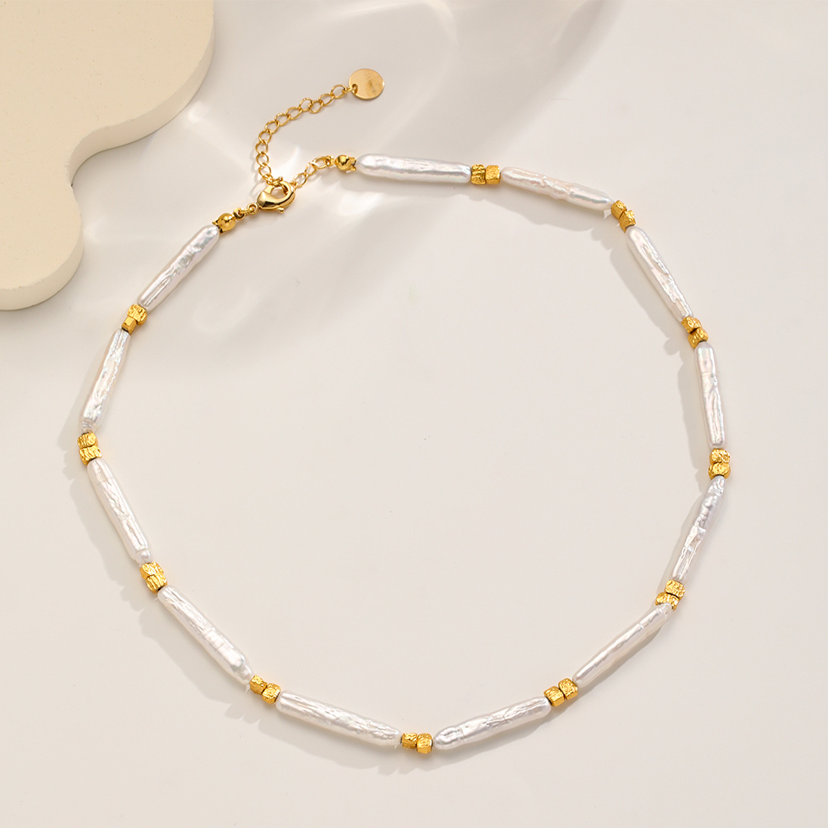 Nasha Cross-border Exclusive Toothpick freshwater Pearl Necklace Earring Set: Light luxury and Versatile Baroque pearl necklace pic 9