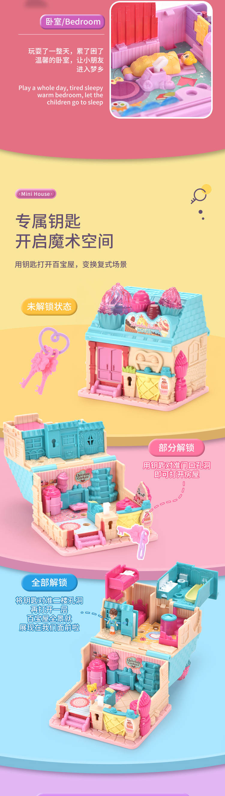 跨境儿童百变惊喜小屋女孩仿真公主城堡别墅模型娃娃屋过家家玩具详情3