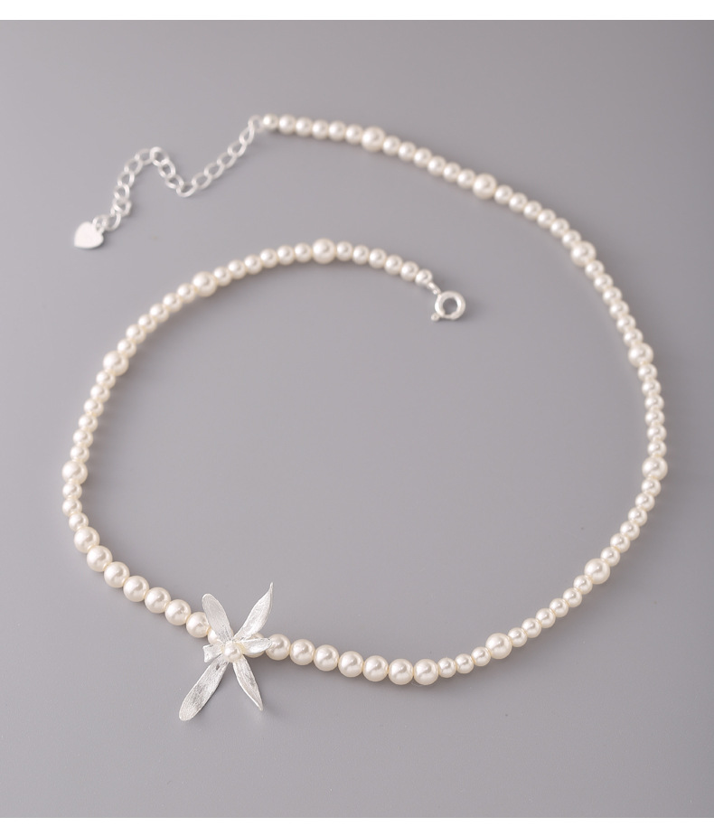 925 sterling silver Shijia Pearl Orchid Necklace for women, simple chocker, elegant and high-end, short necklace 7131A pic 14