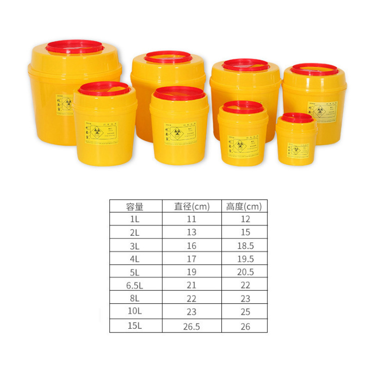 外贸专供医疗利器盒医用废物垃圾桶带盖收纳圆形方形大容量垃圾桶详情6