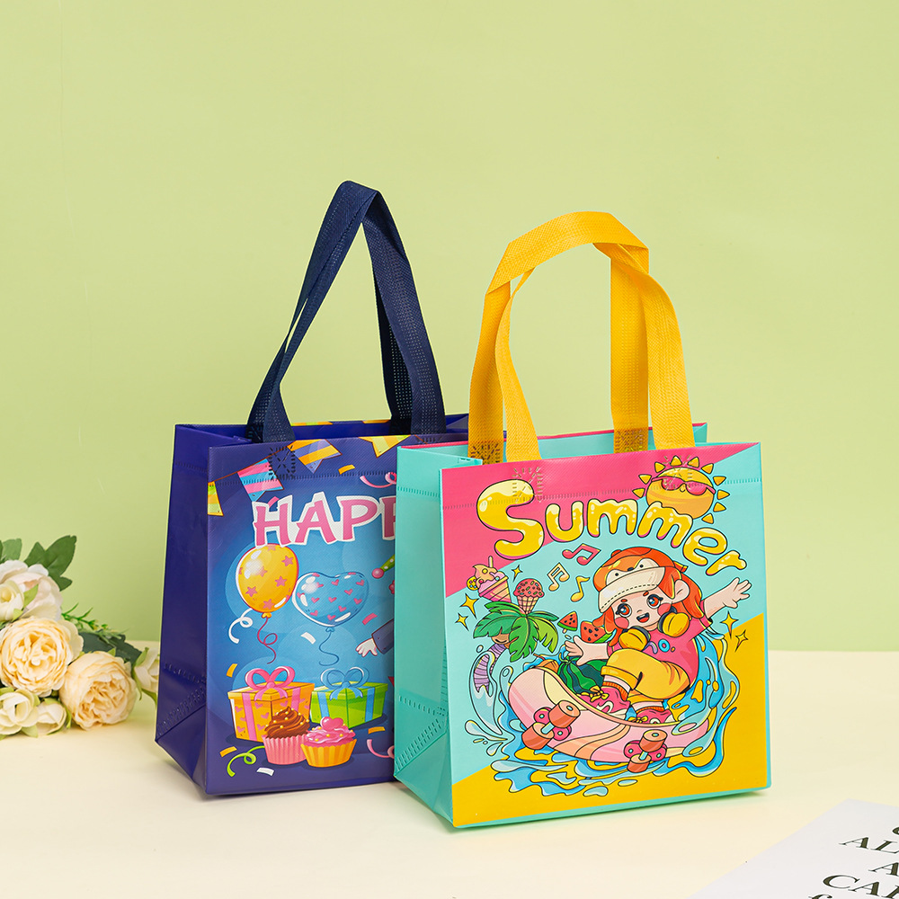 现货批发儿童便携购物袋 可爱卡通覆膜防水无纺布手提袋 伴手礼品袋无纺布袋详情32