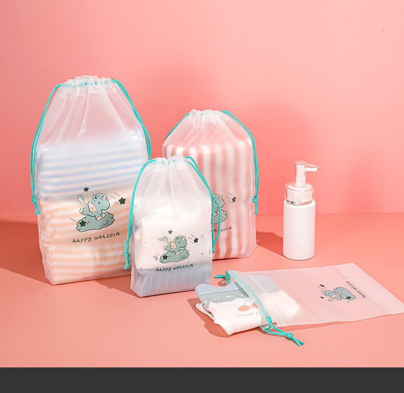 Unicorn frosted drawstring bag, towel and sock plastic packaging bag, PE thickened drawstring bag, underwear packaging drawstring bag pic 27