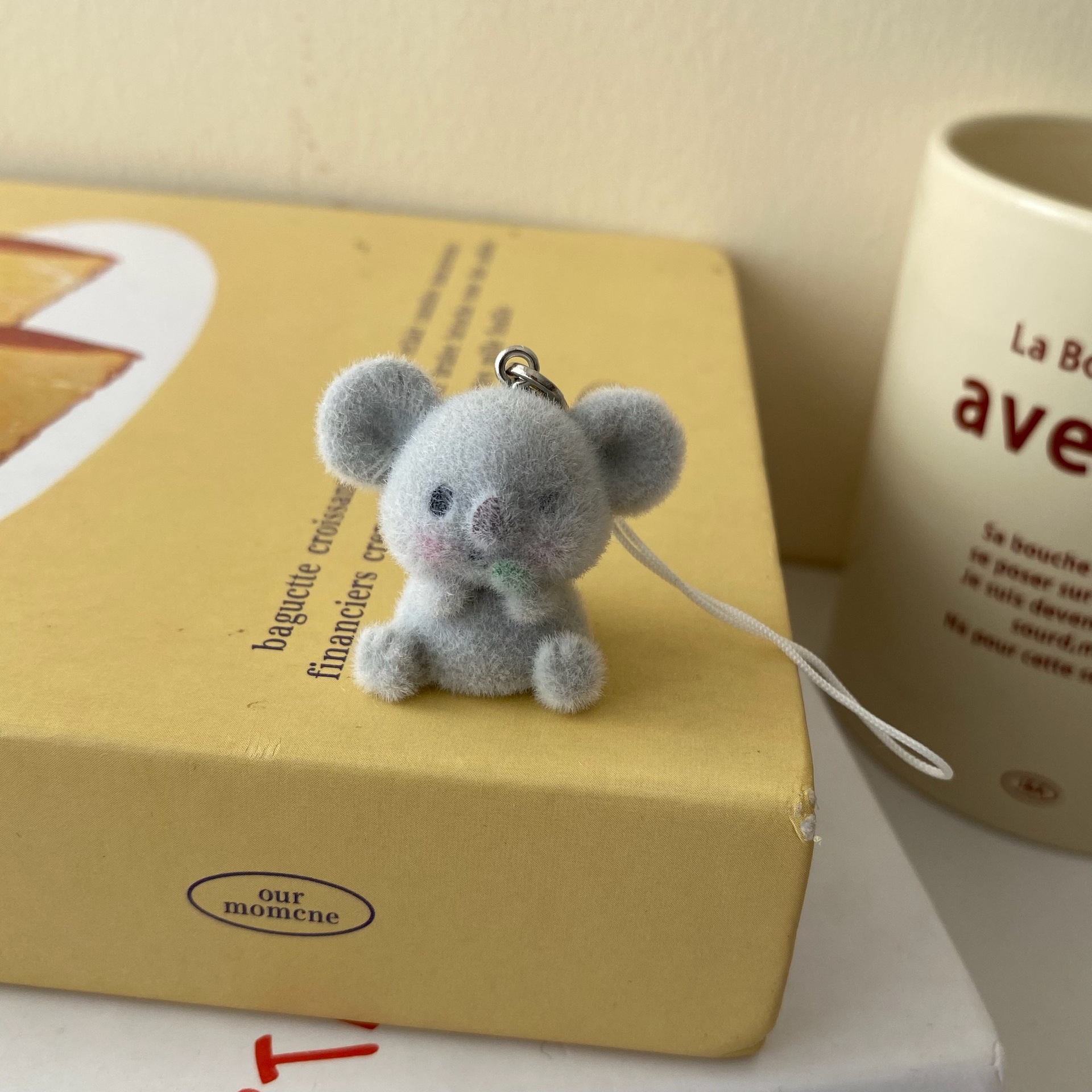 Flocked koala mobile phone line pendant, keychain, creative and personalized gift, schoolbag pendant, high appearance level, niche pendant, flocked cartoon doll, flocked koala keychain pendant, cartoon cute keychain pic 9