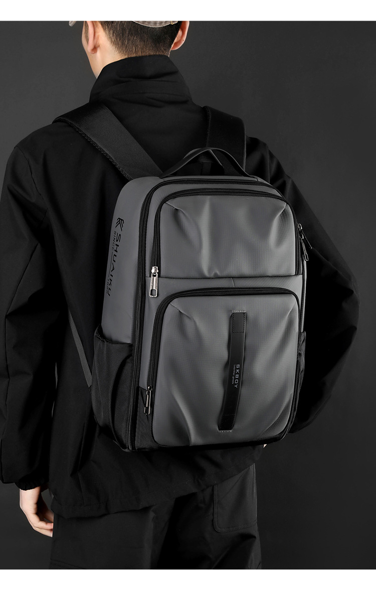 新款背包时尚双肩包商务通勤笔记本电脑包轻便休闲大容量17寸背包详情24