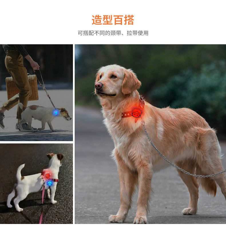 Pet night light dog walking lamp to prevent dogs from getting lost at night, illuminated pendant, charging LED warning, cat and dog flashing night walk pic 10