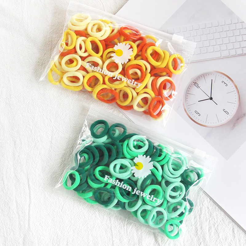 新款小号儿童彩色发圈宝宝不伤发头绳无接缝毛巾圈100根详情24