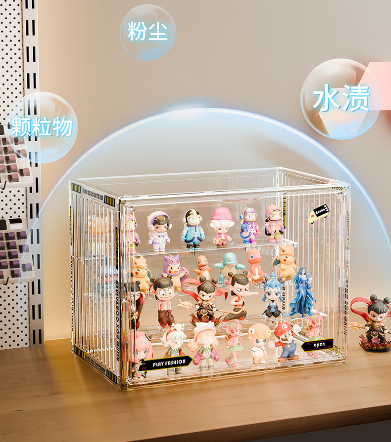 盲盒收纳展示架透明防尘亚克力泡泡玛特展示盒积木手办模型展示柜详情9
