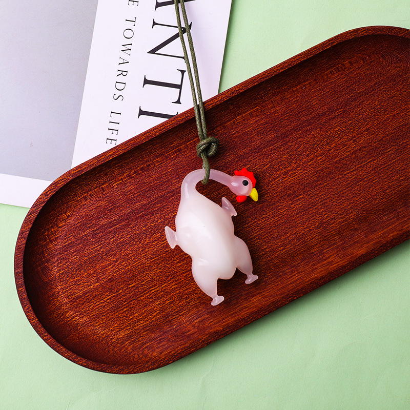 网红车载变色烤鸡汽车挂件创意后视镜秋千小鸡挂饰可爱车内摆件详情5