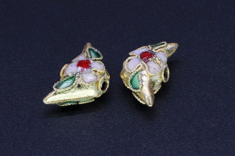 Traditional high-temperature cloisonne enamel floral silver-blue DIY jewelry accessories with beads and cloisonne 15*8 small ingots pic 10