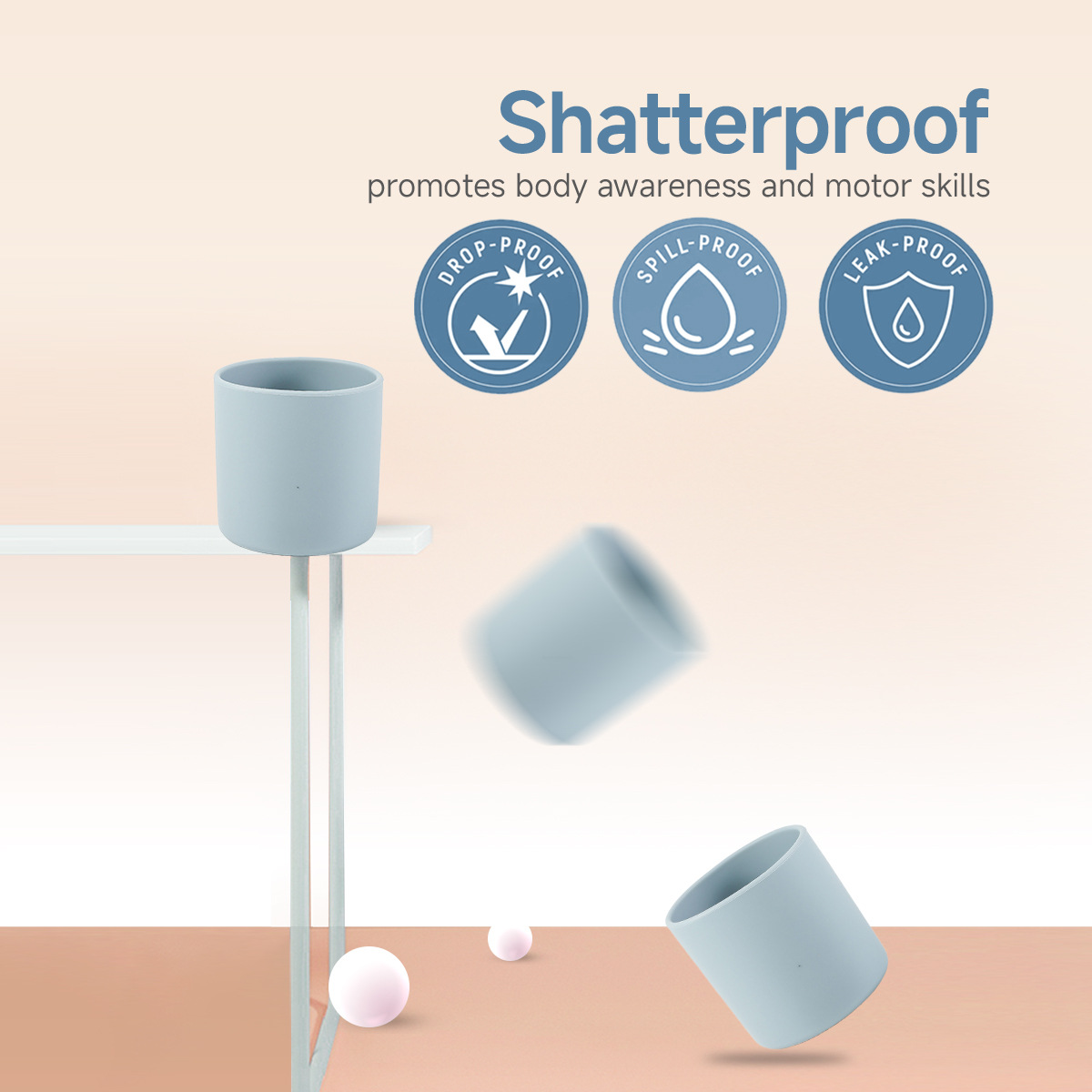 婴幼儿学饮杯现货 跨境防烫加厚食品级硅胶婴儿训练喝水直筒水杯详情6