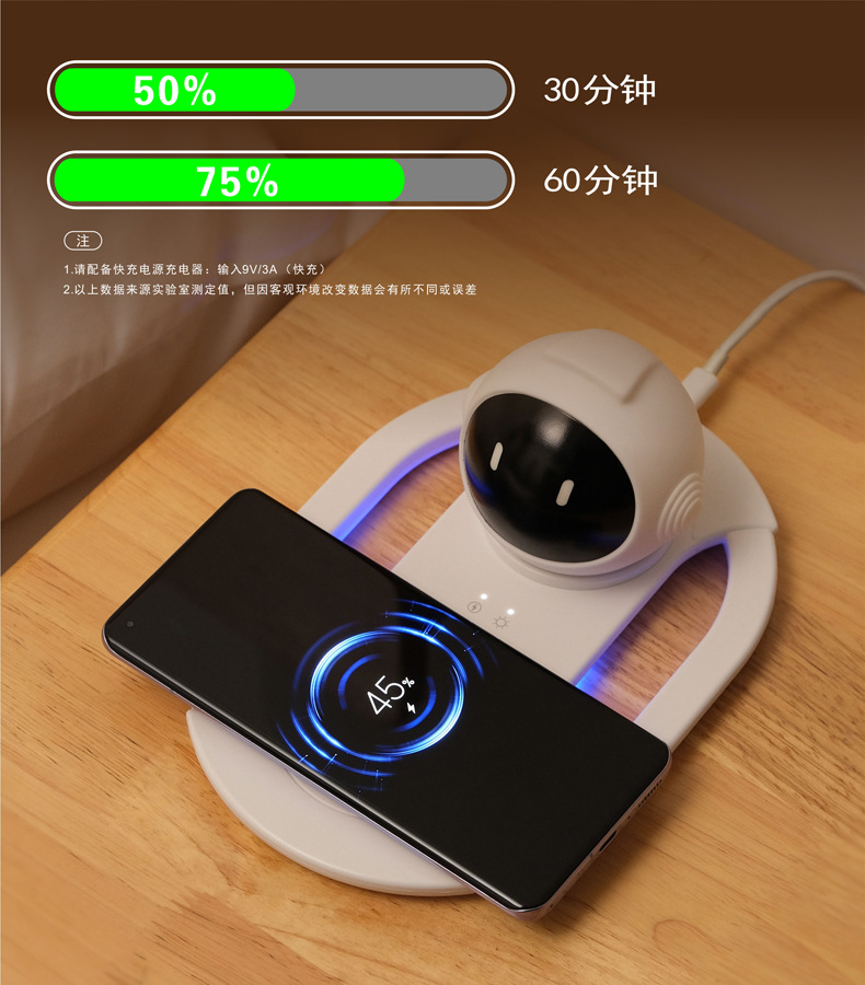 The cross-border super fast charging wireless charger and night light 2-in-1 is suitable for Apple Android general mobile phone charger M141 pic 4