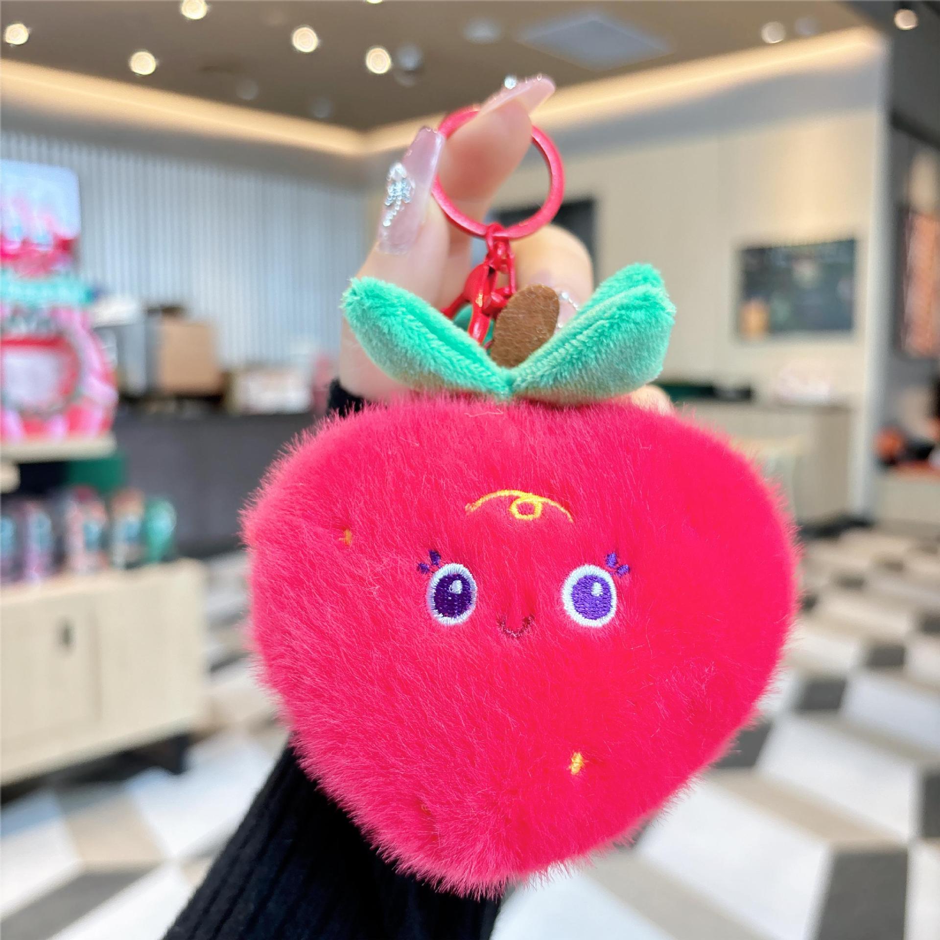 创意水果美食毛绒钥匙扣肉夹馍卡通儿童书包钥匙链可爱少女包挂饰详情35