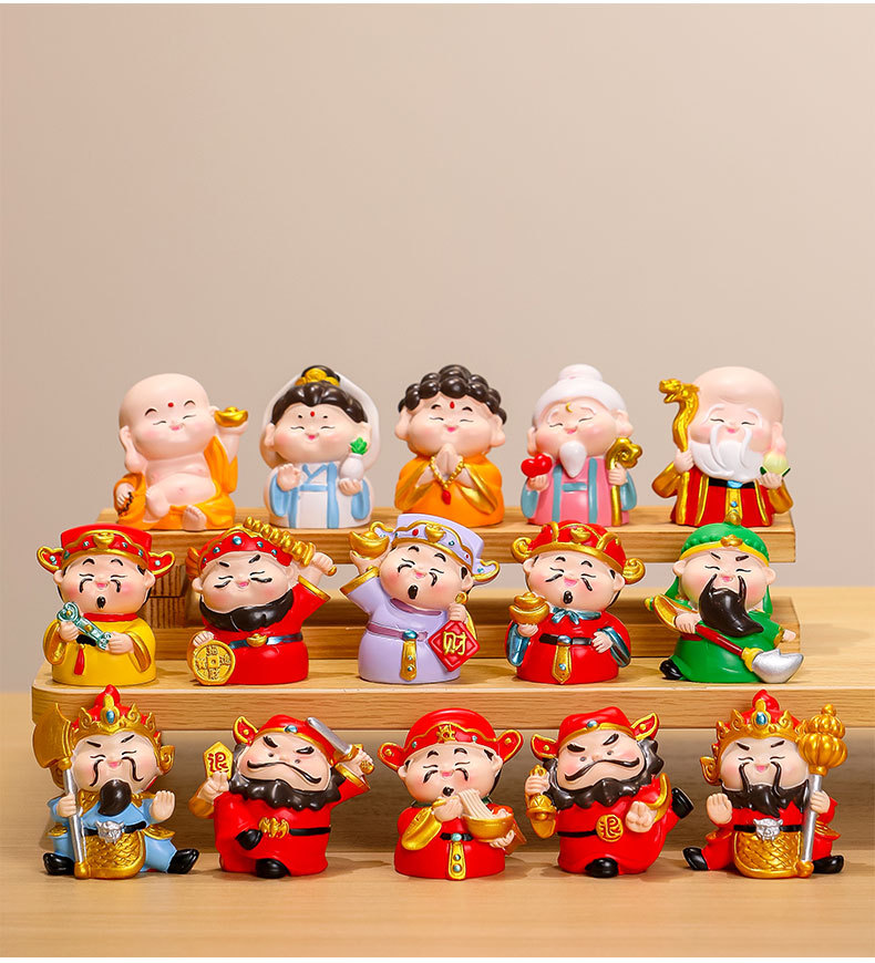 Creative and cute decorative items, office gifts for the God of Wealth, desktop decorations, resin handicrafts, high-end blind box dolls, new pic 17