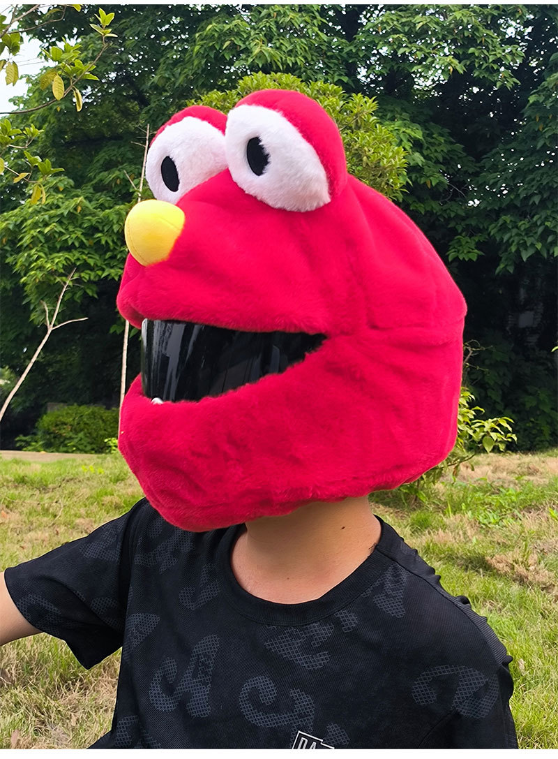 Helmet cap protective cover, big-eyed monster motorcycle, motorcycle, personalized cartoon plush head cover, frog riding, mask removal for warmth pic 18