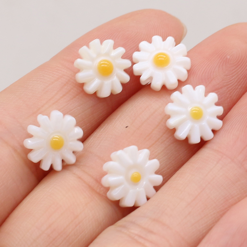 DIY jewelry accessories, natural shell hand-carved sunflowers, multi-color through-hole hairpins, earrings and pendants wholesale pic 11