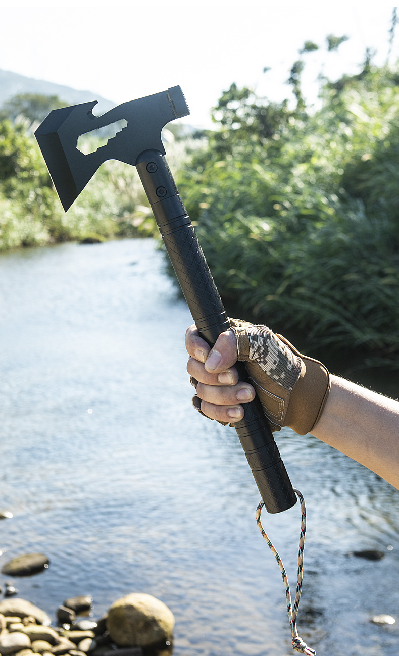 Wholesale outdoor multi-functional axes, vehicle-mounted waist axes, tactical axes for chopping firewood, camping survival axes, and board axes for cutting firewood in the mountains pic 25
