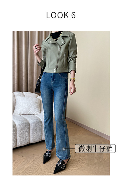 司南 时髦斜门襟拉链设计感 超模机车风皮衣夹克外套高级 SN4227详情16