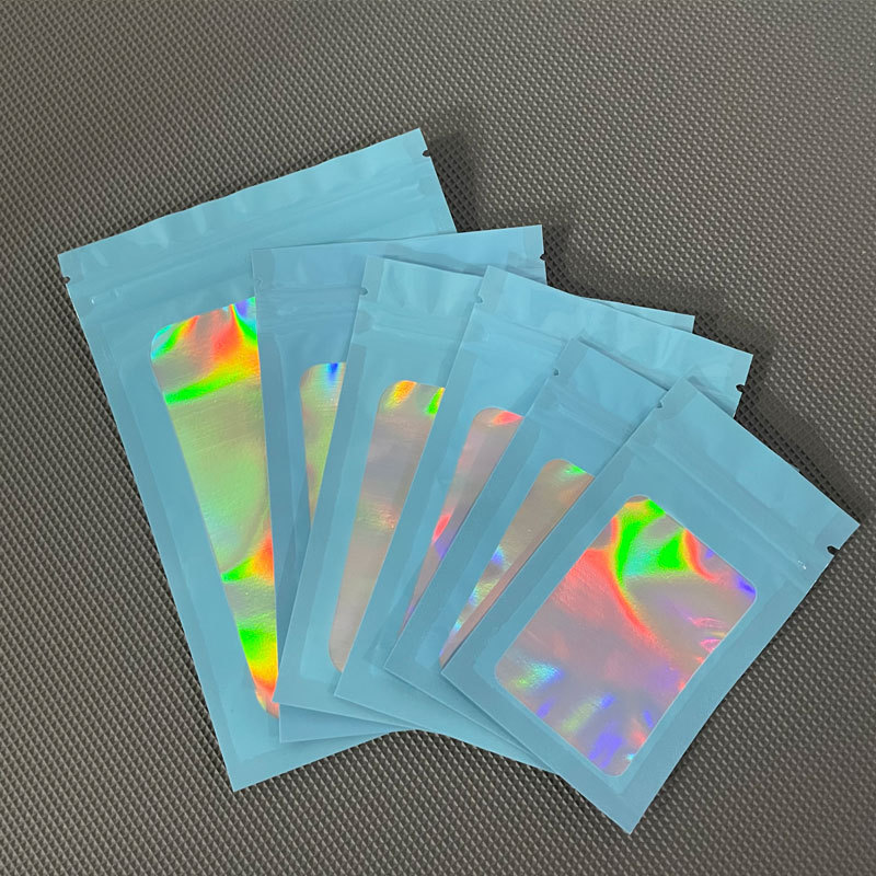 In-stock color window laser self-sealing bags, jewelry packaging bags, phone cases, plastic bags, food sealing bags with fixed logos pic 11