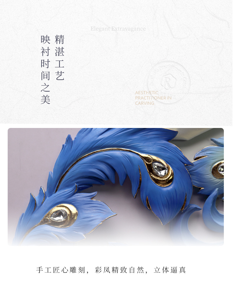 Amazon cross-border e-commerce three-dimensional relief new Chinese-style peacock wealth attraction living room wall clock decoration clock art clock pic 12