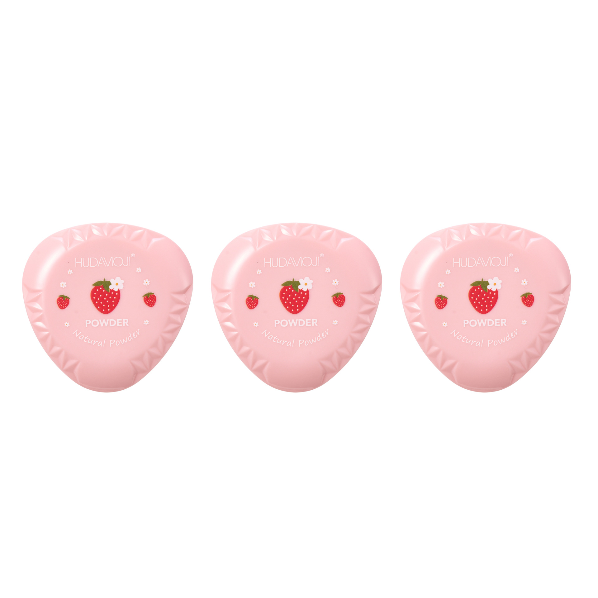 HUDAMOJI pink strawberry three-layer powder compact, a popular cross-border makeup product, features one layer of loose powder and one layer of contouring, which is natural and long-lasting pic 12