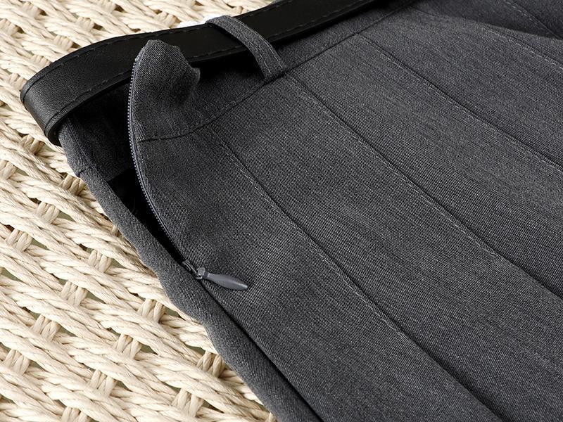 a new high-waisted, slimming, versatile mid-length A-line large-swing umbrella skirt with a flowing pleated skirt and suit skirt for women in summer pic 13