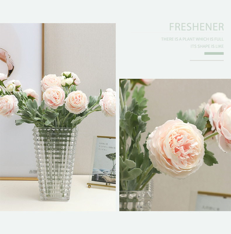 LAN Kwai Fong high-end ins Nordic style flocking 3-head Thousand-posture lotus artificial flower home living room decoration artificial flower wholesale pic 3