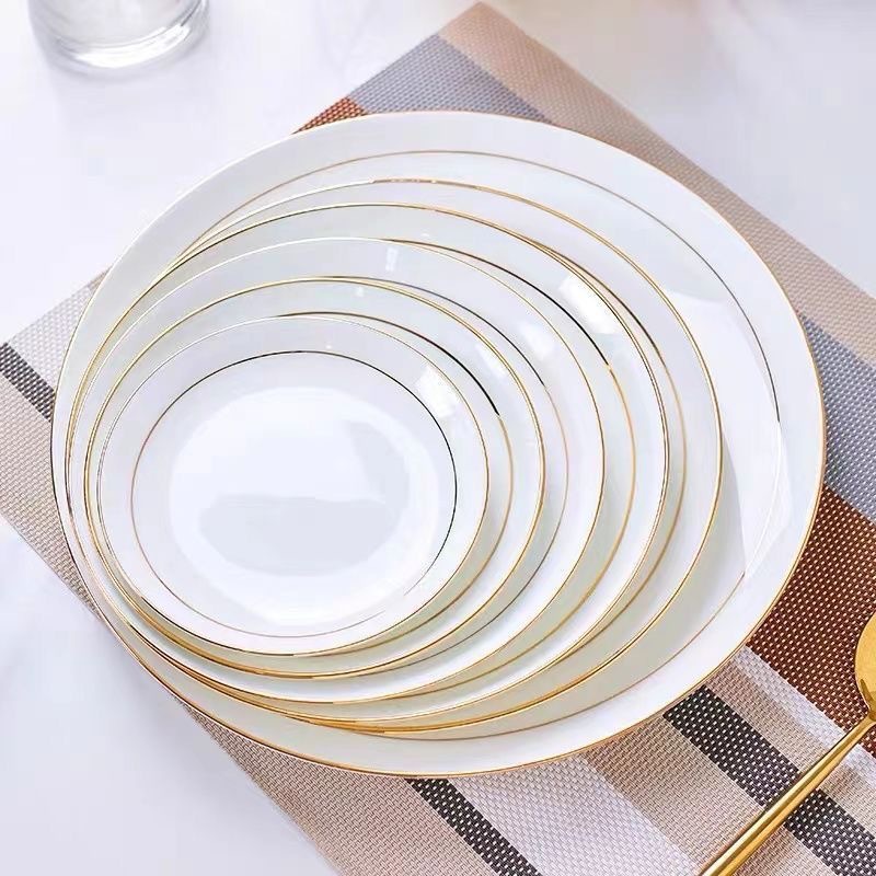 骨瓷金边盘子家用陶瓷西餐盘菜盘凉菜碟大小盘子碟子牛排盘餐具详情3