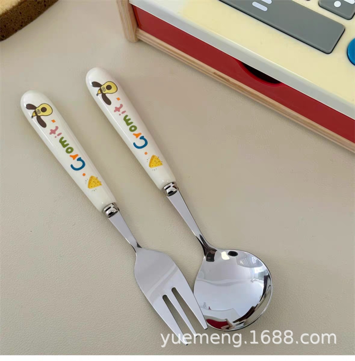 ins风博主同款日韩棋盘格刀叉勺子西餐甜品餐具套装牛排刀不锈钢详情3