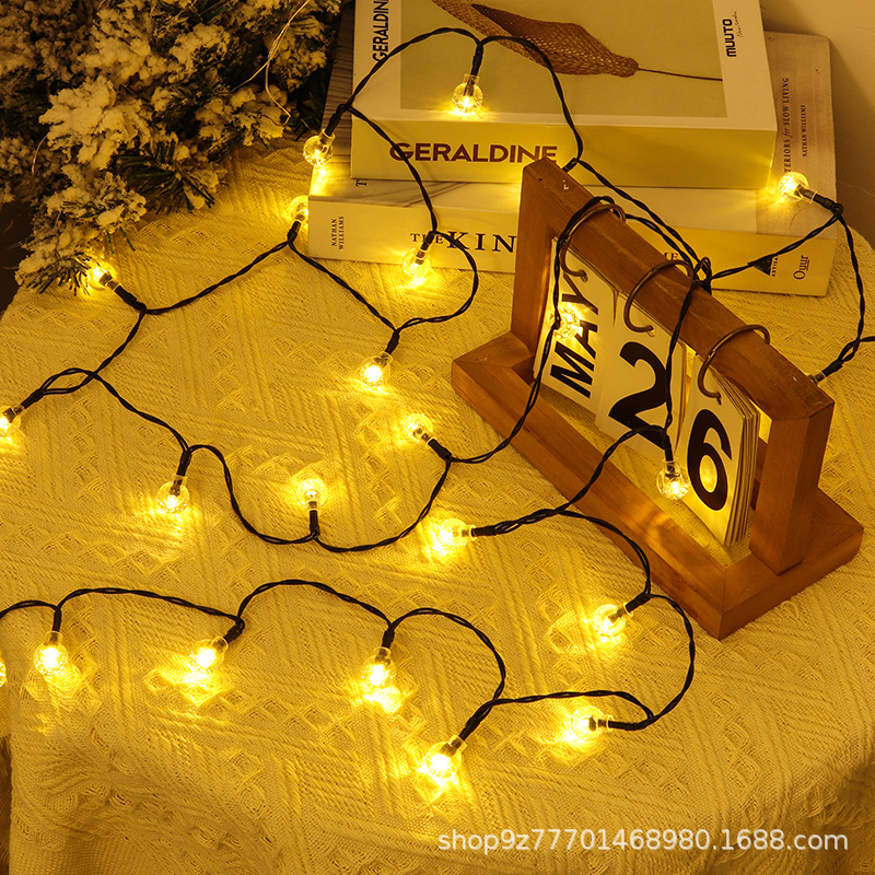 Solar air cannon ball lights, string of colored lights, LED light strings, romantic Internet celebrity decoration, bubble ball lights, camping decorative lights pic 9