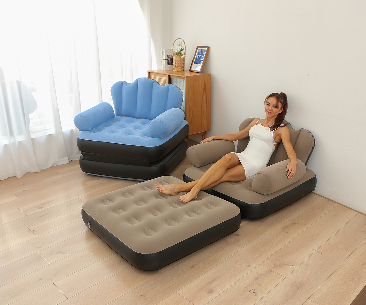 New folding dual-purpose inflatable sofa bed, thickened PVC lazy five-in-one sofa mattress, cross-border wholesale in stock pic 21