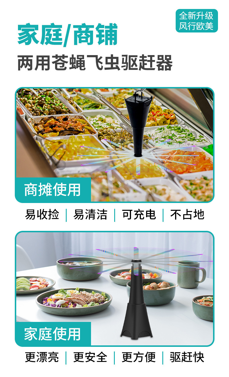 跨境热销驱蚊风扇驱蝇扇flyfan可选收缩款驱蝇器户外驱赶蝇虫神器详情6
