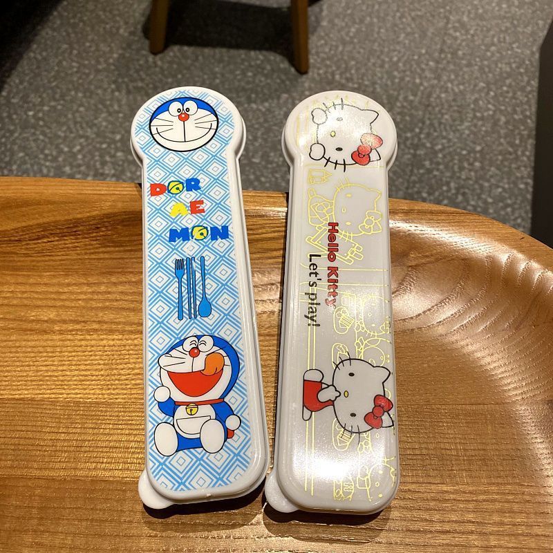 【包邮】餐具不锈钢筷子勺子叉子学生套装收纳盒便携三件套可爱in详情3