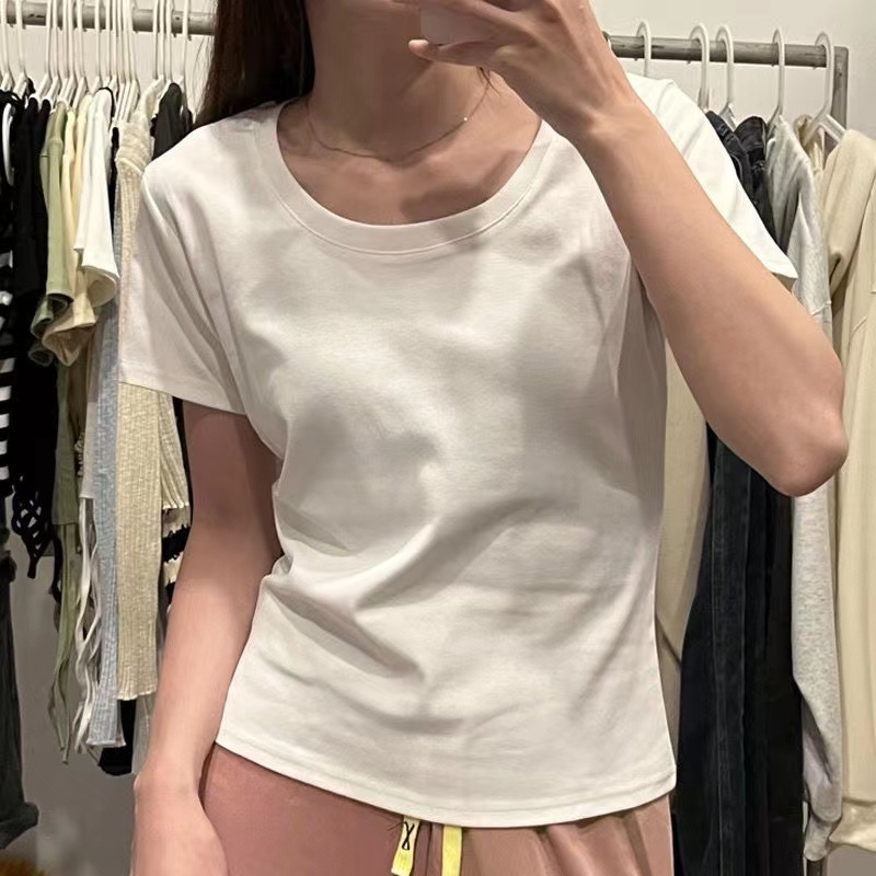 美式纯棉辣妹修身短袖内搭2025新款圆领正肩港味上衣设计感T恤女详情4